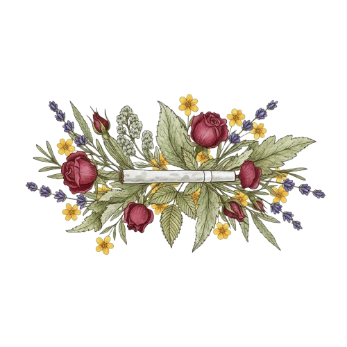 An artful display of the Wobacco With You blend's special herbal ingredients